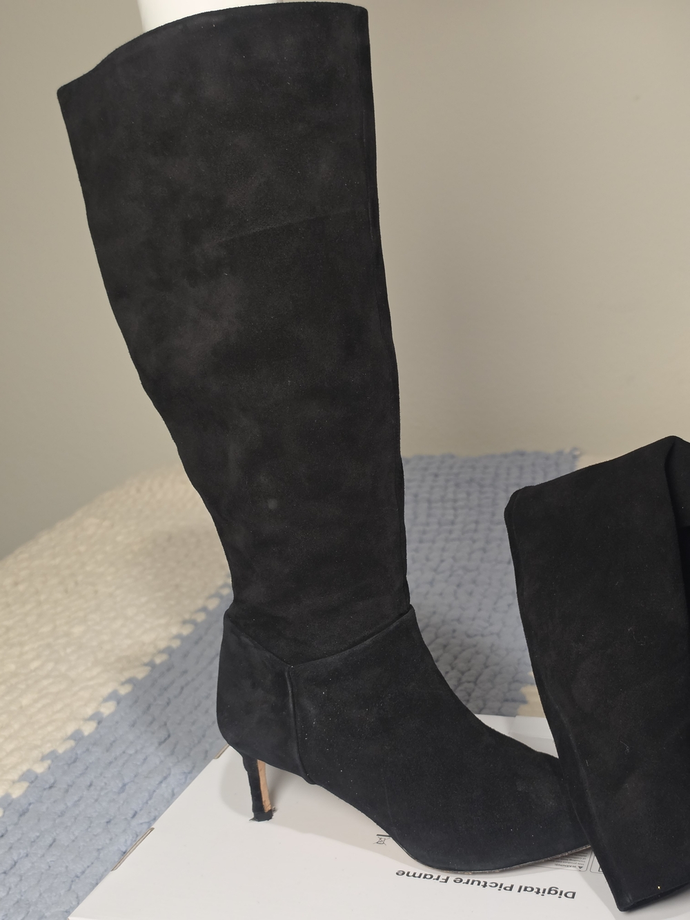 ANTONIO MELANI Black Suede Over-the-Knee Boots